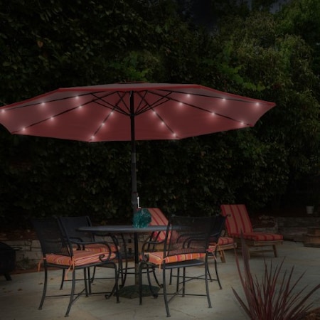 Nature Spring 10 Foot Patio Umbrella LED Lights, Red